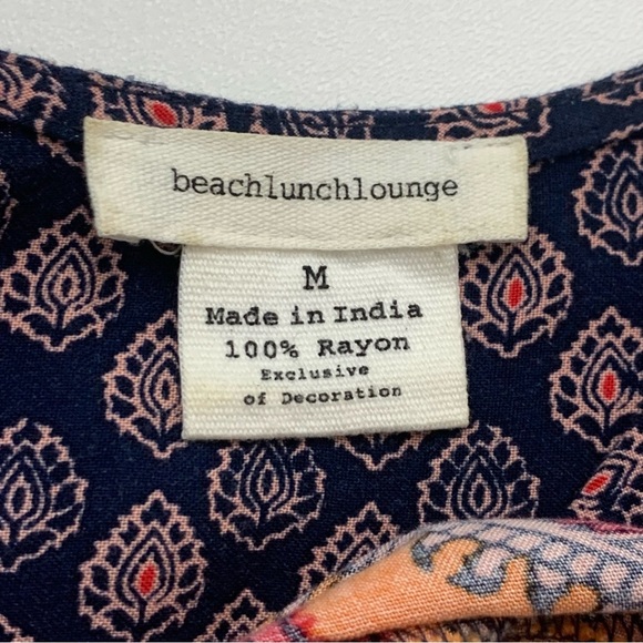 BEACH LUNCH LOUNGE Size M Boho Sleeveless‎ Blue Multicolored Shift Dress. - Picture 5 of 6